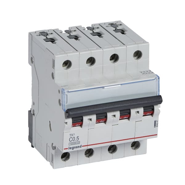 LEGRAND - TX3 Leitungsschutzschalter C-Charakteristik, 0,5A, 4-polig, 10kA, 400VAC, 4TE
