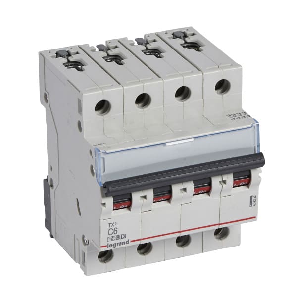 LEGRAND - TX3 Leitungsschutzschalter C-Charakteristik, 6A, 4-polig, 10kA, 400VAC, 4TE