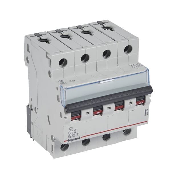 LEGRAND - TX3 Leitungsschutzschalter C-Charakteristik, 10A, 4-polig, 10kA, 400VAC, 4TE