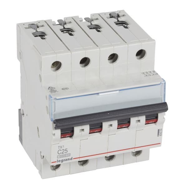 LEGRAND - TX3 Leitungsschutzschalter C-Charakteristik, 25A, 4-polig, 10kA, 400VAC, 4TE