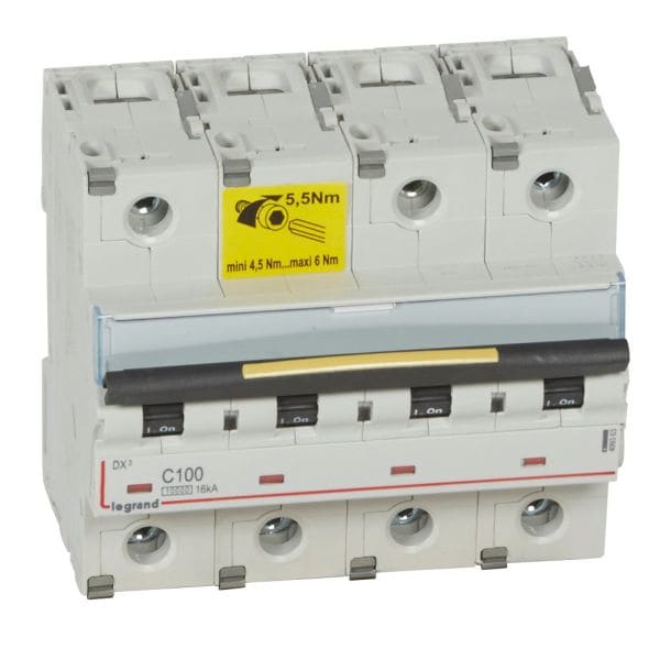 LEGRAND - DX3 Leitungsschutzschalter C-Charakteristik, 100A, 4-polig, 10kA, 400VAC, 6TE