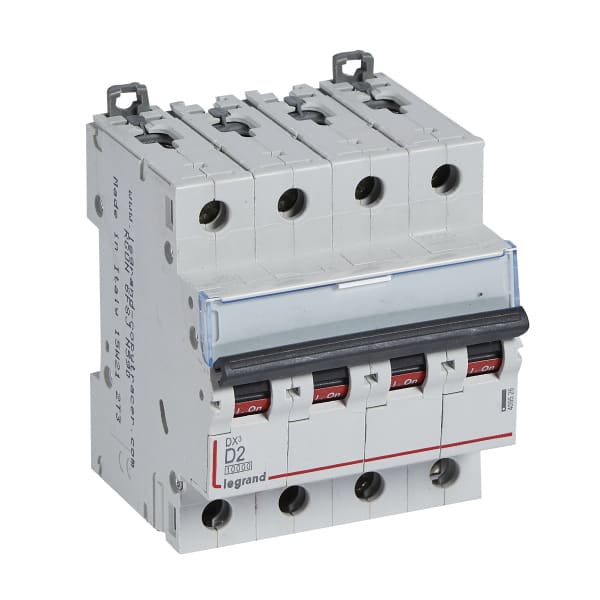 LEGRAND - DX3 Leitungsschutzschalter D-Charakteristik, 2A, 4-polig, 10kA, 400VAC, 4TE