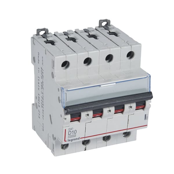 LEGRAND - DX3 Leitungsschutzschalter D-Charakteristik, 10A, 4-polig, 10kA, 400VAC, 4TE
