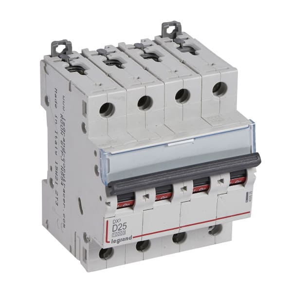 LEGRAND - DX3 Leitungsschutzschalter D-Charakteristik, 25A, 4-polig, 10kA, 400VAC, 4TE