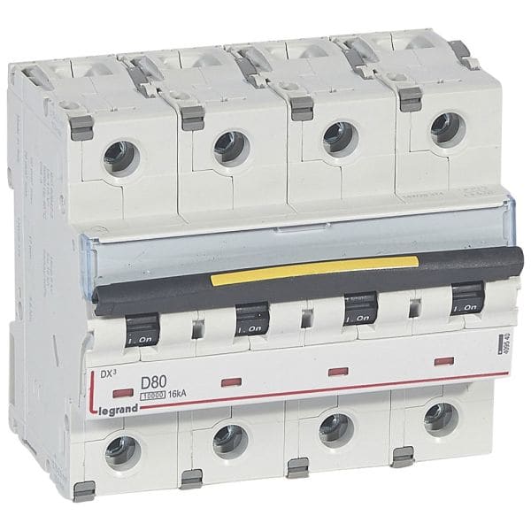 LEGRAND - DX3 Leitungsschutzschalter D-Charakteristik, 80A, 4-polig, 10kA, 400VAC, 6TE