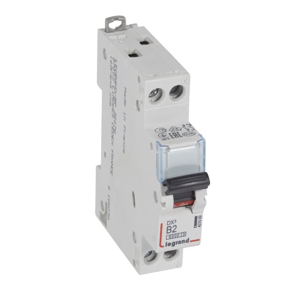 LEGRAND - DX3 Leitungsschutzschalter B-Charakteristik, 2A, 1-polig+N, 6kA, 230VAC, 1TE