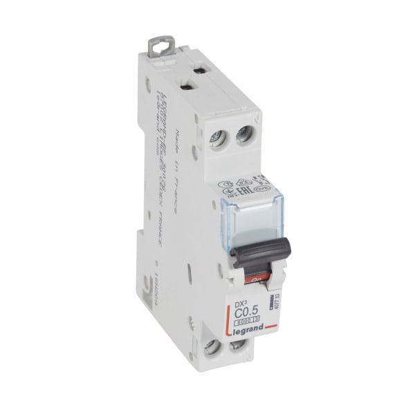 LEGRAND - DX3 Leitungsschutzschalter C-Charakteristik, 0,5A, 1-polig+N, 6kA, 230VAC, 1TE