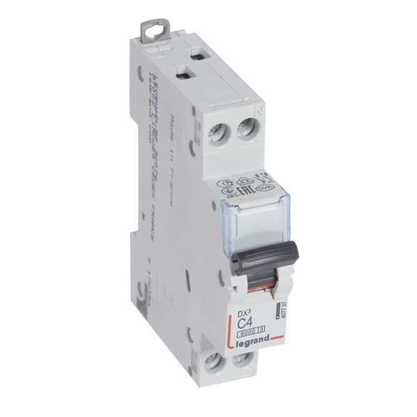 LEGRAND - DX3 Leitungsschutzschalter C-Charakteristik, 4A, 1-polig+N, 6kA, 230VAC, 1TE