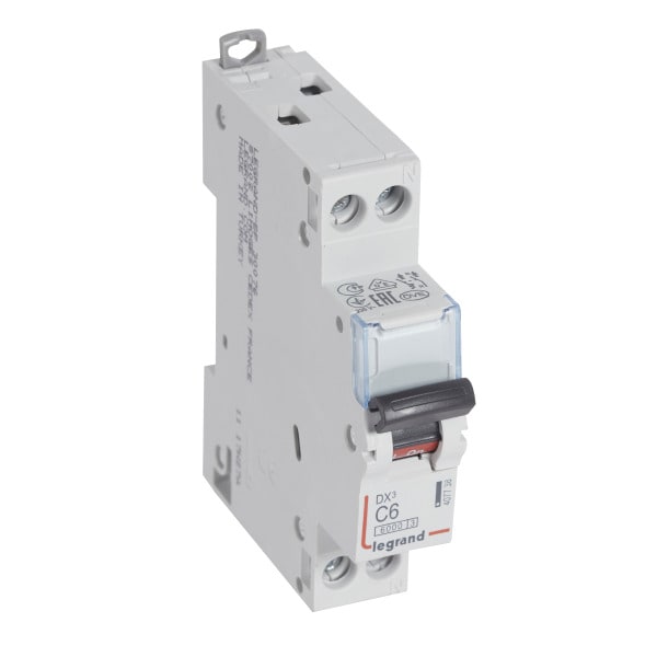 LEGRAND - DX3 Leitungsschutzschalter C-Charakteristik, 6A, 1-polig+N, 6kA, 230VAC, 1TE