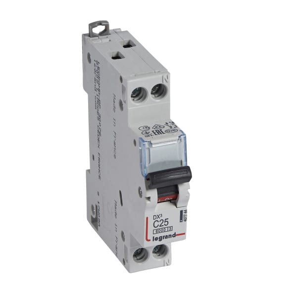 LEGRAND - DX3 Leitungsschutzschalter C-Charakteristik, 25A, 1-polig+N, 6kA, 230VAC, 1TE