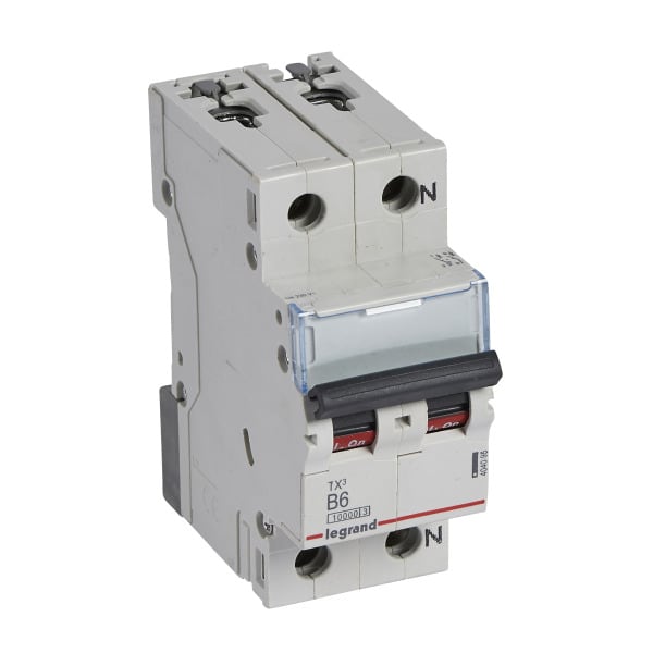LEGRAND - TX3 Leitungsschutzschalter B-Charakteristik, 6A,1-polig+N,10kA,230VAC,2TE