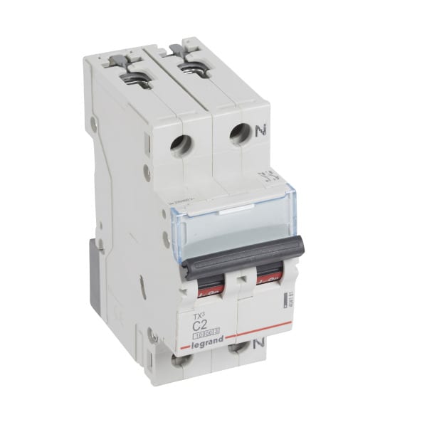 LEGRAND - TX3 Leitungsschutzschalter C-Charakteristik, 2A,1-polig+N, 10kA, 230VAC, 2TE