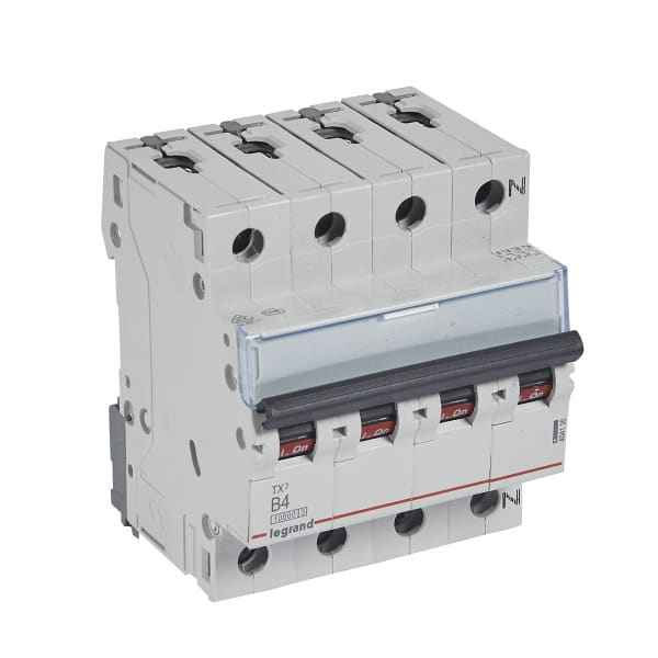 LEGRAND - TX3 Leitungsschutzschalter B-Charakteristik, 4A, 3-polig+N, 10kA, 400VAC, 4TE