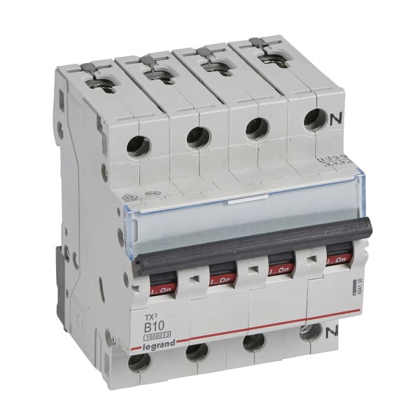 LEGRAND - TX3 Leitungsschutzschalter B-Charakteristik, 10A, 3-polig+N, 10kA, 400VAC, 4TE
