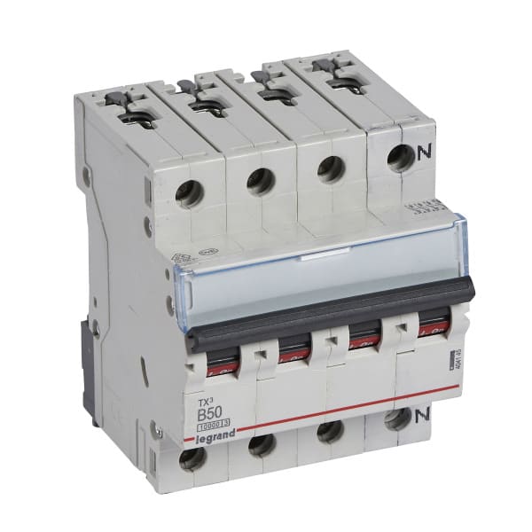 LEGRAND - TX3 Leitungsschutzschalter B-Charakteristik, 50A, 3-polig+N, 10kA, 400VAC, 4TE