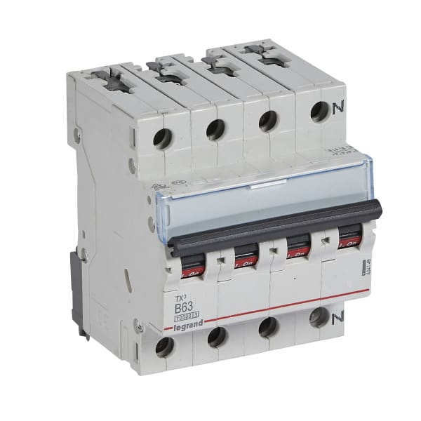 LEGRAND - TX3 Leitungsschutzschalter B-Charakteristik, 63A, 3-polig+N, 10kA, 400VAC, 4TE