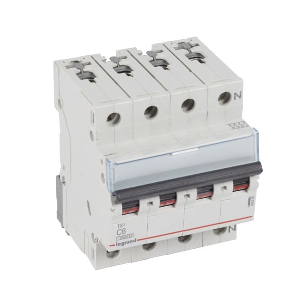 LEGRAND - TX3 Leitungsschutzschalter C-Charakteristik, 6A, 3-polig+N, 10kA, 400VAC, 4TE