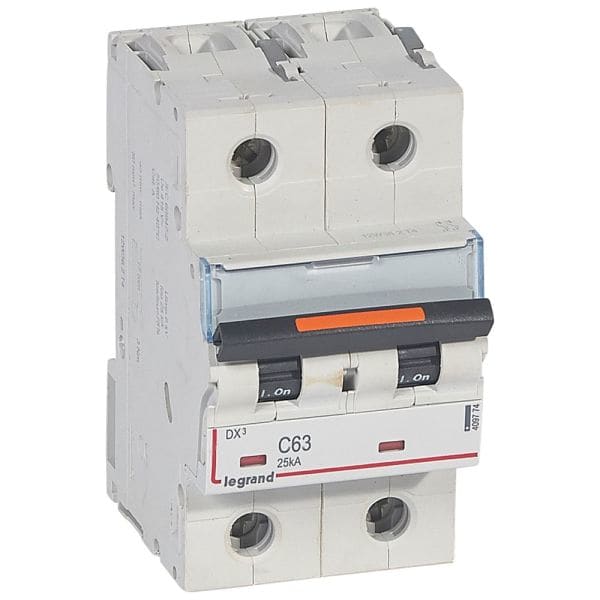 LEGRAND - DX3 Leitungsschutzschalter C-Charakteristik, 63A, 2-polig, 25kA, 400VAC, 3TE
