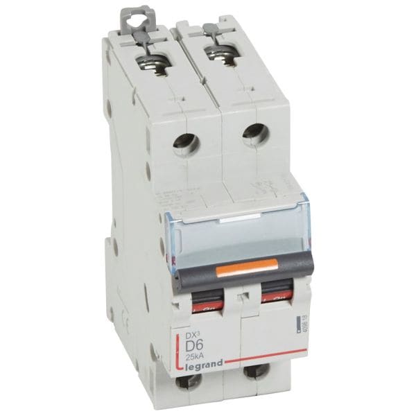 LEGRAND - DX3 Leitungsschutzschalter D-Charakteristik, 6A, 2-polig, 25kA, 400VAC, 2TE