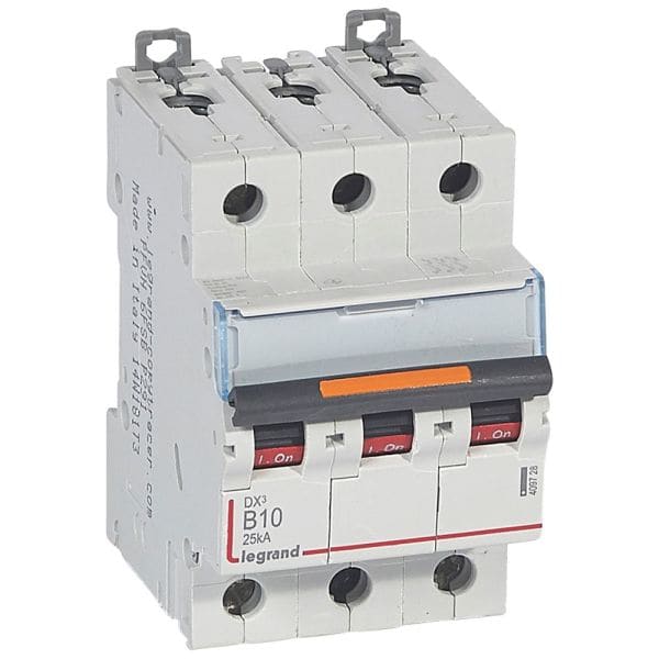 LEGRAND - DX3 Leitungsschutzschalter B-Charakteristik, 10A, 3-polig, 25kA, 400VAC, 3TE