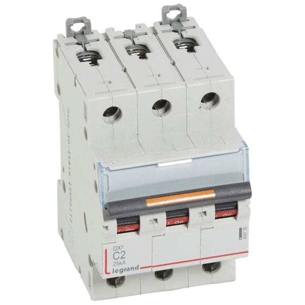 LEGRAND - DX3 Leitungsschutzschalter C-Charakteristik, 2A, 3-polig, 25kA, 400VAC, 3TE