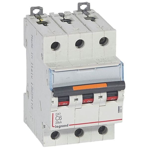 LEGRAND - DX3 Leitungsschutzschalter C-Charakteristik, 6A, 3-polig, 25kA, 400VAC, 3TE