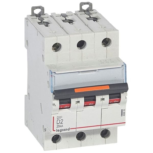 LEGRAND - DX3 Leitungsschutzschalter D-Charakteristik, 2A, 3-polig, 25kA, 400VAC, 2TE