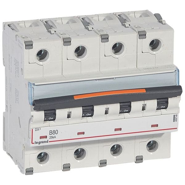 LEGRAND - DX3 Leitungsschutzschalter B-Charakteristik, 80A, 4-polig, 25kA, 400VAC, 6TE