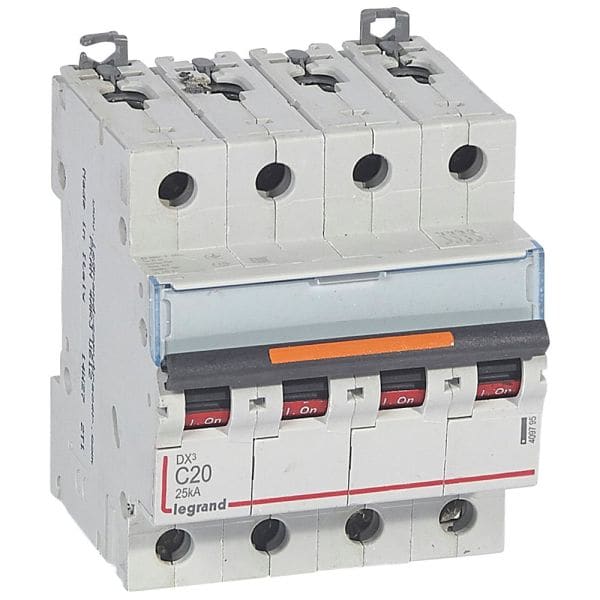 LEGRAND - DX3 Leitungsschutzschalter C-Charakteristik, 20A, 4-polig, 25kA, 400VAC, 4TE