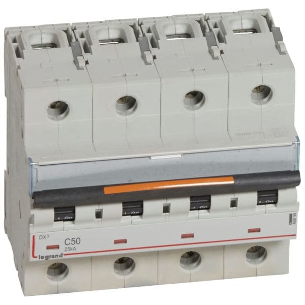 LEGRAND - DX3 Leitungsschutzschalter C-Charakteristik, 50A, 4-polig, 25kA, 400VAC, 6TE