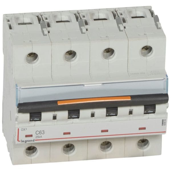 LEGRAND - DX3 Leitungsschutzschalter C-Charakteristik, 63A, 4-polig, 25kA, 400VAC, 6TE