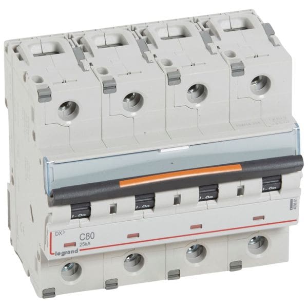 LEGRAND - DX3 Leitungsschutzschalter C-Charakteristik, 80A, 4-polig, 25kA, 400VAC, 6TE