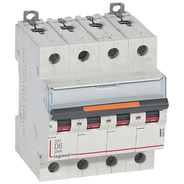 LEGRAND - DX3 Leitungsschutzschalter D-Charakteristik, 6A, 4-polig, 25kA, 400VAC, 4TE