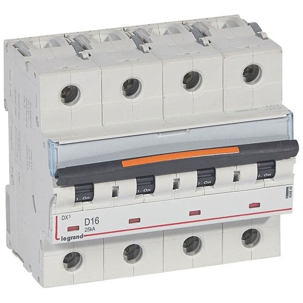 LEGRAND - DX3 Leitungsschutzschalter D-Charakteristik, 16A, 4-polig, 25kA, 400VAC, 6TE