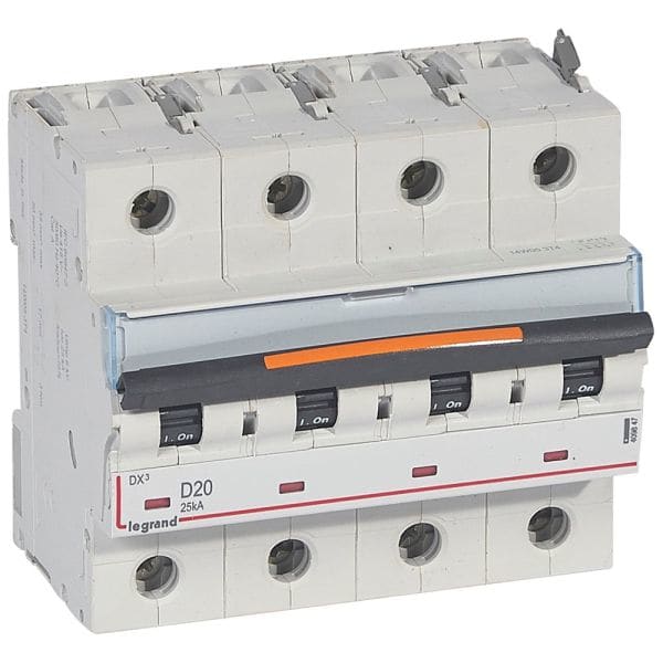 LEGRAND - DX3 Leitungsschutzschalter D-Charakteristik, 20A, 4-polig, 25kA, 400VAC, 6TE