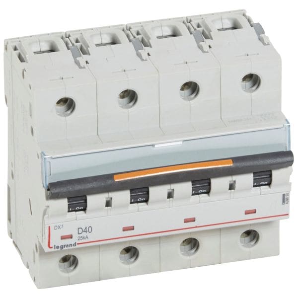 LEGRAND - DX3 Leitungsschutzschalter D-Charakteristik, 40A, 4-polig, 25kA, 400VAC, 6TE