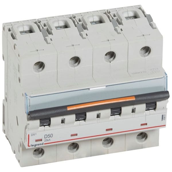 LEGRAND - DX3 Leitungsschutzschalter D-Charakteristik, 50A, 4-polig, 25kA, 400VAC, 6TE