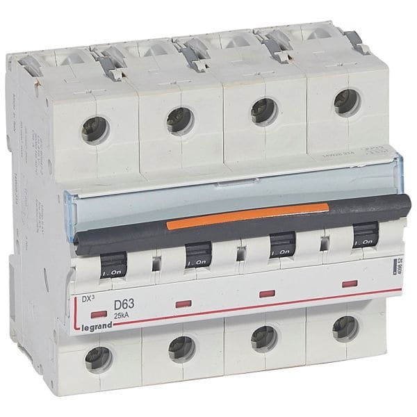 LEGRAND - DX3 Leitungsschutzschalter D-Charakteristik, 63A, 4-polig, 25kA, 400VAC, 6TE