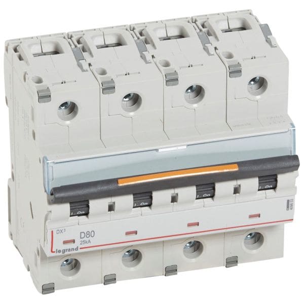 LEGRAND - DX3 Leitungsschutzschalter D-Charakteristik, 80A, 4-polig, 25kA, 400VAC, 6TE