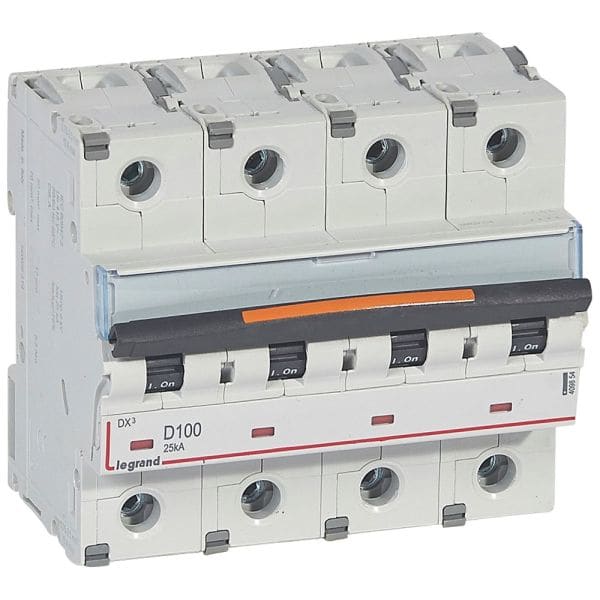 LEGRAND - DX3 Leitungsschutzschalter D-Charakteristik, 100A, 4-polig, 25kA, 400VAC, 6TE