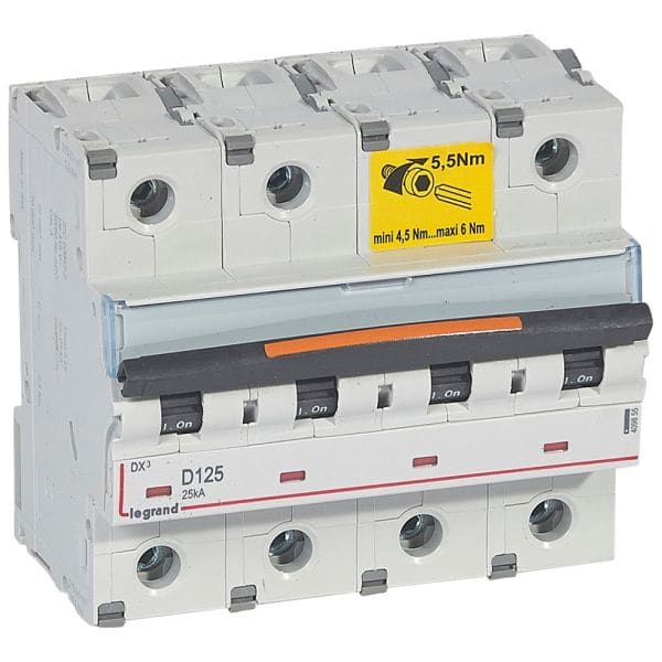 LEGRAND - DX3 Leitungsschutzschalter D-Charakteristik, 125A, 4-polig, 25kA, 400VAC, 6TE