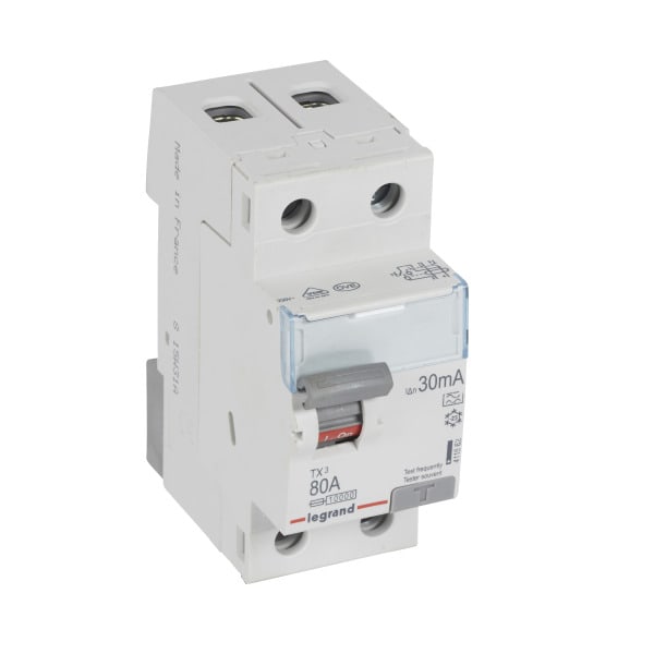 LEGRAND - TX3 Fehlerstromschutzschalter 80A, 2-polig, 30mA, Typ A, 230VAC, 2TE