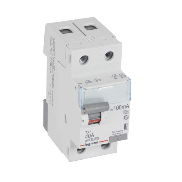 LEGRAND - TX3 Fehlerstromschutzschalter 40A, 2-polig, 100mA, Typ A, 230VAC, 2TE