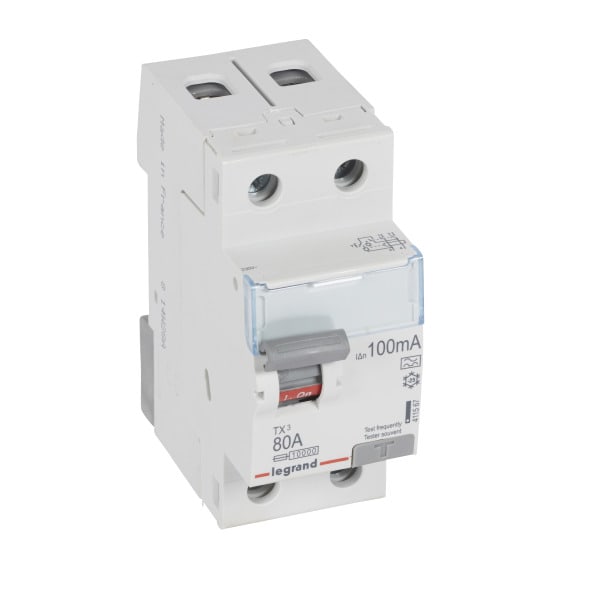 LEGRAND - TX3 Fehlerstromschutzschalter 80A, 2-polig, 100mA, Typ A, 230VAC, 2TE