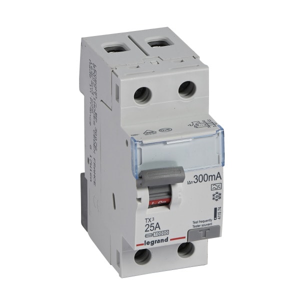 LEGRAND - TX3 Fehlerstromschutzschalter 25A, 2-polig, 300mA, Typ A, 230VAC, 2TE