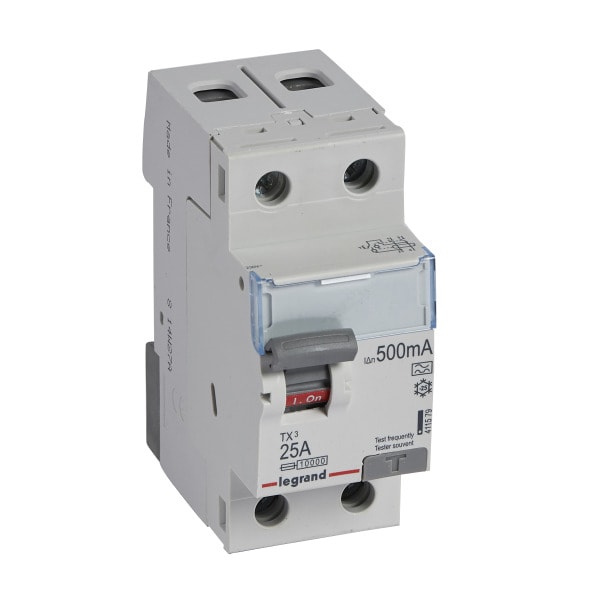LEGRAND - TX3 Fehlerstromschutzschalter 25A, 2-polig, 500mA, Typ A, 230VAC, 2TE