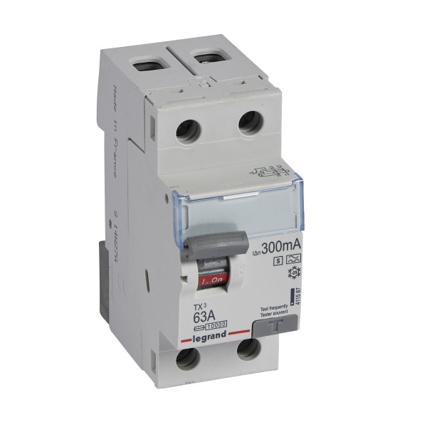 LEGRAND - TX3 Fehlerstromschutzschalter 63A, 2-polig, 300mA, Typ A-S, 230VAC, 2TE
