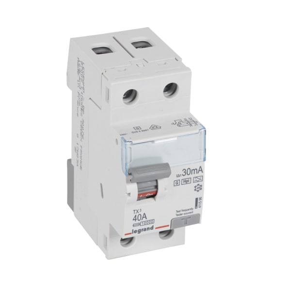LEGRAND - TX3 Fehlerstromschutzschalter 40A, 2-polig, 30mA, Typ F-G, 230VAC, 2TE