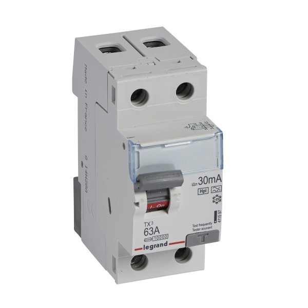LEGRAND - TX3 Fehlerstromschutzschalter 63A, 2-polig, 30mA, Typ F-G, 230VAC, 2TE
