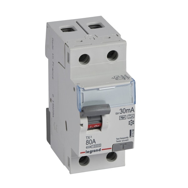 LEGRAND - TX3 Fehlerstromschutzschalter 80A, 2-polig, 30mA, Typ F-G, 230VAC, 2TE